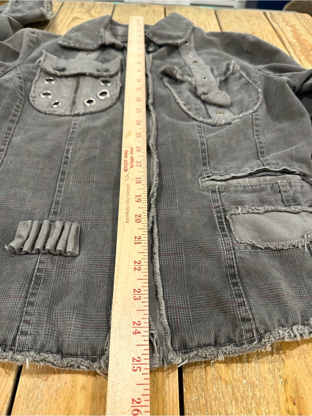 Miss Luna Distressed Utility Moto Jacket Y2K Grunge Avant Garde Patchwork M - Picture 12 of 16